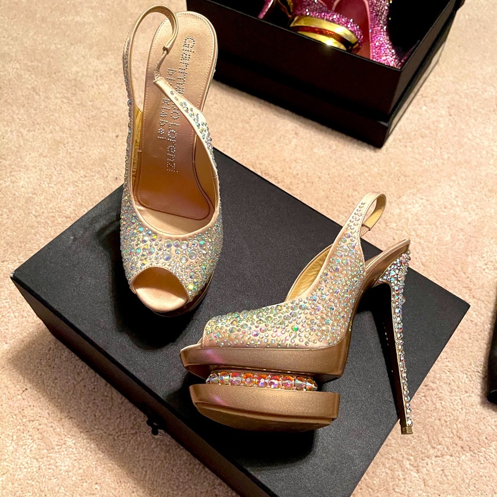 Gianmarco Lorenzi Crystal Sling-back Heels